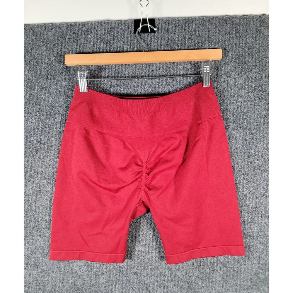 Gymreaper Infinity Seamless Shorts XL Womens Red Stretch Gym Fitness Scrunch Fit